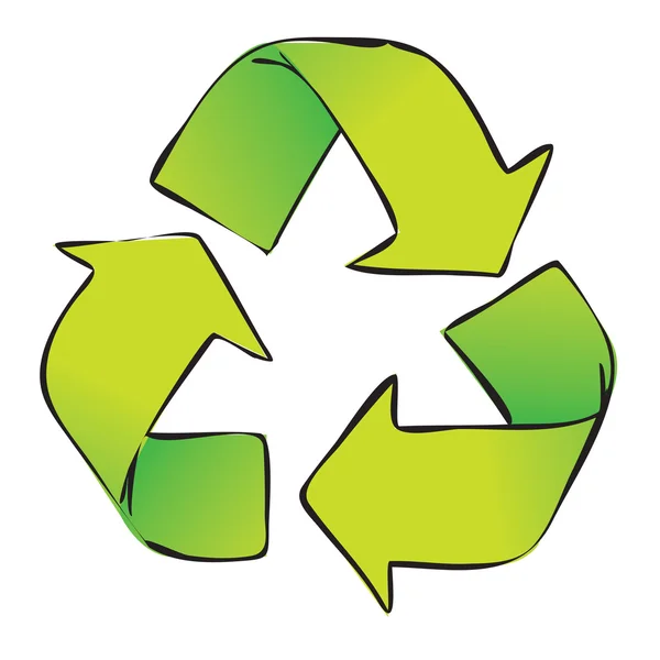 Recycle symbool op witte geïsoleerd — Stockvector