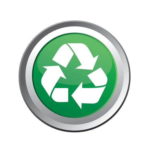 Recycle knop geïsoleerd op wit — Stockvector