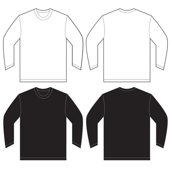 Black White Long Sleeve T-Shirt Design Template — Stock Vector