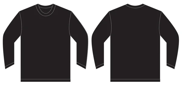 Nero manica lunga T-Shirt Design Template — Vettoriale Stock