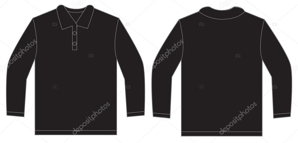Black Long Sleeved Shirt Design Template Isolated On White With
