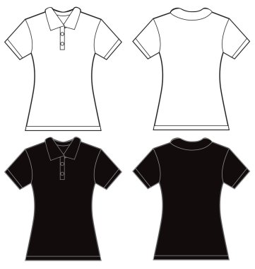 Siyah beyaz kadın Polo gömlek tasarım şablonu