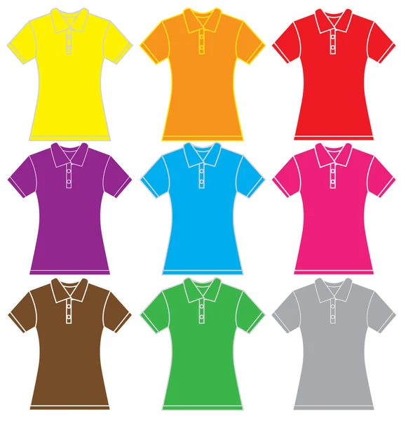 Renkli kadın Polo gömlek şablonu — Stok Vektör