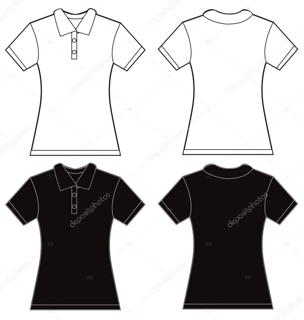 Black White Women's Polo Shirt Design Template
