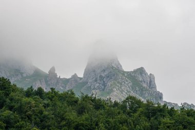 bulutlu gökyüzü ile dağ manzarası