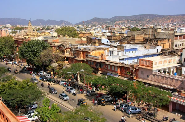 Jaipur cidade vista de Hawa Mahal, Rajasthan, Índia — Fotografia de Stock