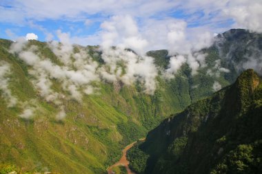 Urubamba River with morning fog near Machu Picchu in Peru clipart