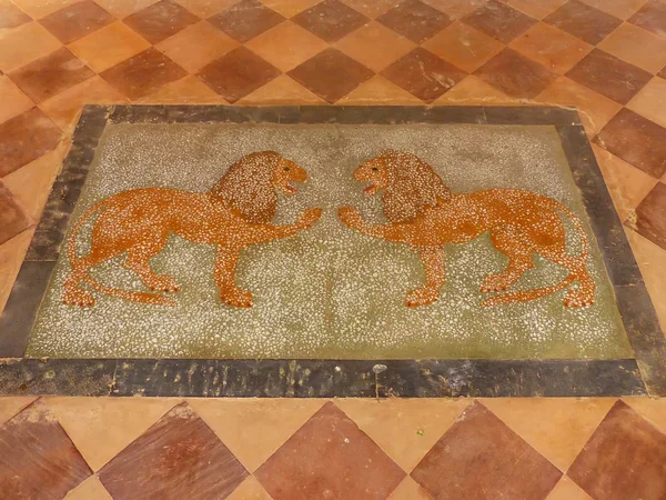 Colorful painting on the floor of Royal cenotaphs in Jaipur, Raj — Stock Photo, Image