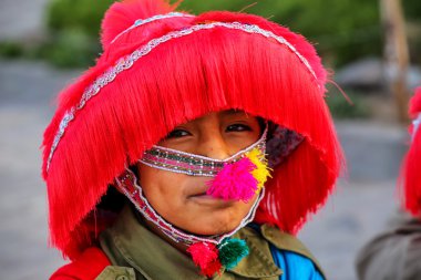 YANQUE, PERU-JANUARY 16: Unidentified boy (portrait) in traditio