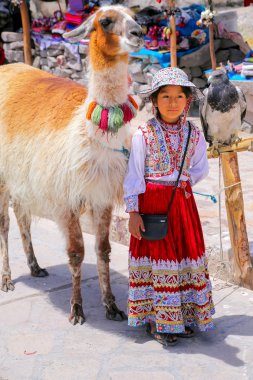 Maca, Peru-Ocak 16: Tanımlanamayan kız geleneksel kıyafet St