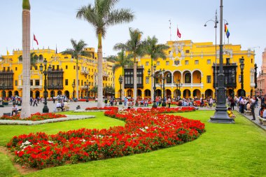 LIMA, PERU-JANUARY 31: Plaza Mayor in Historic Center on January clipart