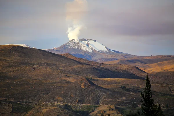 Utsikt över Sabancaya vulkanen i Anderna i södra Peru. — Stockfoto