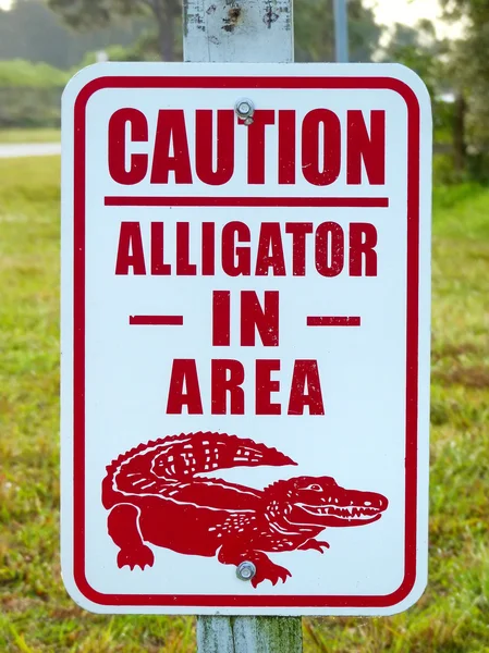 Alligator in the area caution sign — Stock Photo, Image