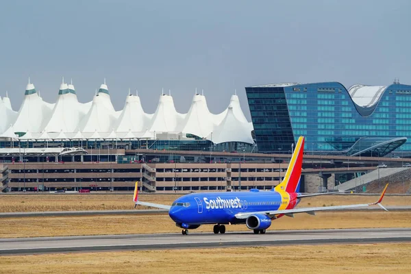 Denver Usa Oktober Boeing 737 Trafikeras Sydvästra Taxi Den Oktober — Stockfoto