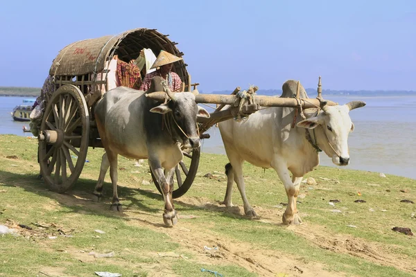 Toeristische taxi in mingun, regio van mandalay, myanmar — Stockfoto