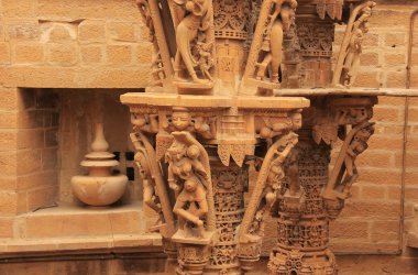 Decorative carving of Jain temples, Jaisalmer, India clipart