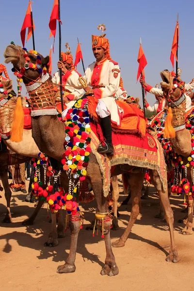 Velbloudí procesí na Desert Festival, Jaisalmer, Indie — Stock fotografie
