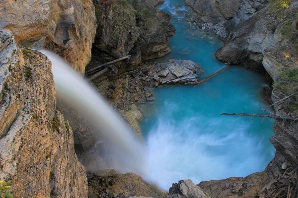 Stanley cade nel canyon Beauty Creek, parco nazionale Jasper ad Al — Foto Stock