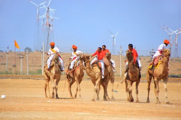 Camel polo match during Desert Festival, Jaisalmer, India — Stock Photo, Image
