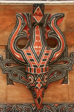 Batak evin Samosir Adası, Sumatra geleneksel dekorasyon