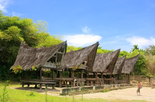 Tradiční Batak domy na Samosir island, Sumatra, Indonésie — Stock fotografie