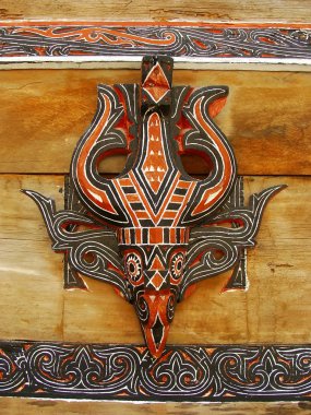 Batak evin Samosir Adası, Sumatra geleneksel dekorasyon