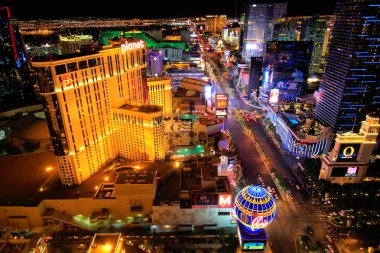 Gece, Nevada Las Vagas şeridi havadan görünümü