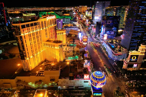 Vista aerea della striscia di Las Vagas di notte, Nevada — Foto Stock