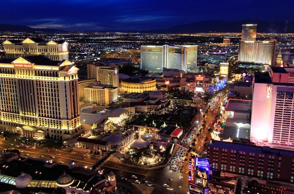 Pemandangan udara jalur Las Vagas di malam hari, Nevada — Stok Foto