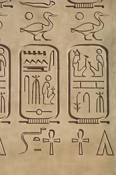 LAS VEGAS, USA - MARCH 19: Replica of ancient egyptian hieroglyphics at Luxor hotel and casino on March 19, 2013 in Las Vegas, USA. Las Vegas is one of the top tourist destinations in the world. — Stockfoto