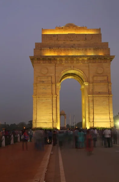 India Gate with lights at night, New Delhi, India — Stock Photo, Image