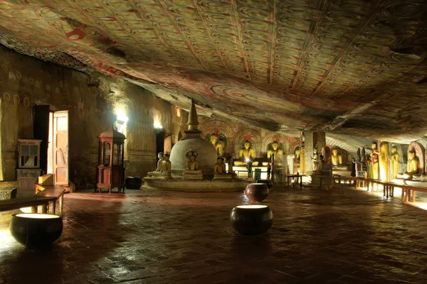 Interior del Templo Dambulla Golden en Sri Lanka —  Fotos de Stock
