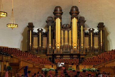 SALT LAKE CITY, USA - JULY 26: Tabernacle organ on July 26, 2013 in Salt Lake City, USA. It is one of the largest organs in the world. clipart