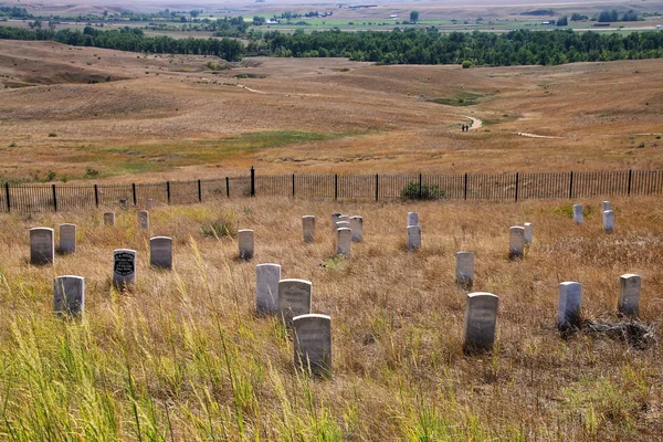 7e Cavalerie marker stenen op Little Bighorn Battlefield National — Stockfoto