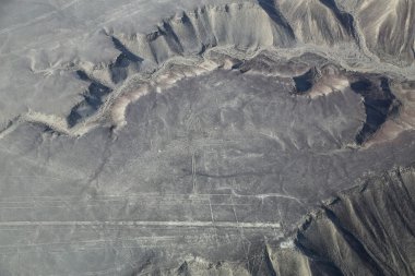 Nazca çizgileri - sinek kuşu geoglyph, Peru havadan görünümü.