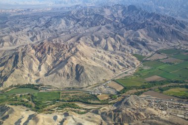 Pampa de Jumana Nazca, Peru yakın havadan görünümü.