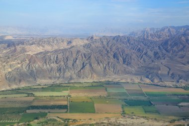 Pampa de Jumana Nazca, Peru yakın havadan görünümü.
