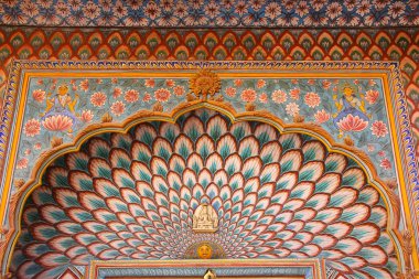 Lotus kapısı Pitam Niwas Chowk, Jaipur City Palace, yakın çekim,