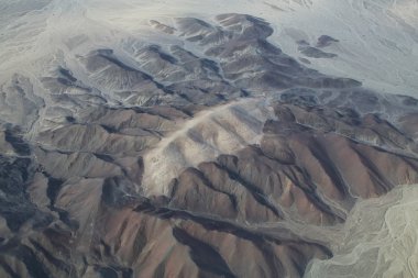 Pampa de Jumana Nazca, Peru yakın havadan görünümü.