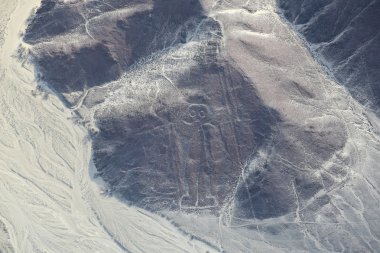Nazca çizgileri - astronot geoglyph, Peru havadan görünümü.