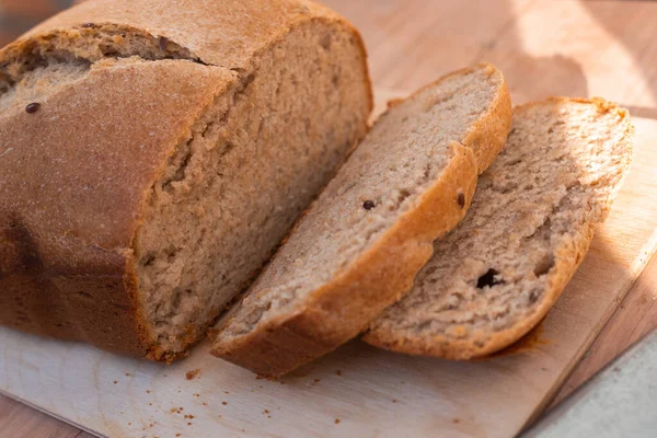 Homemade Freshly Baked Whole Grain Bread Flax Seeds Bread Maker — Stock Photo, Image