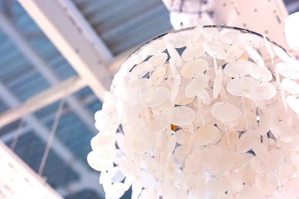 Chandelier Made Mother Pearl Plates Suspended One Other — Stock Photo, Image