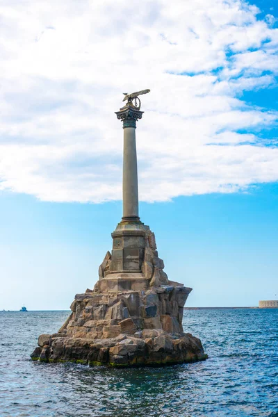 Krym 2019 Pomnik Zatopionych Statków Nabrzeżu Primorsky Boulevard Zabytek Historyczny — Zdjęcie stockowe