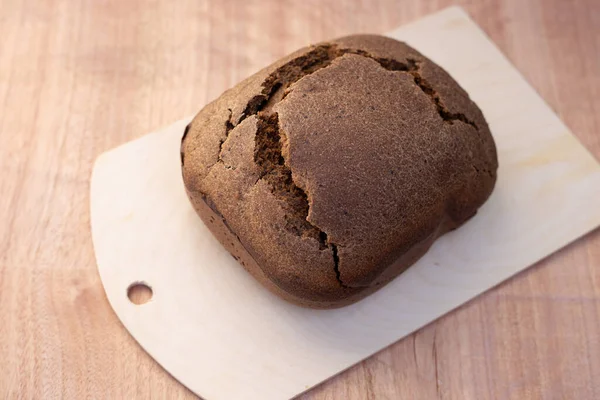 Bun Fresh Black Borodino Bread Baked Bread Machine Aromatic Homemade — Stock Photo, Image