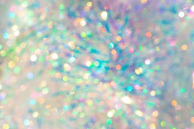 Noel şenliği geçmişi. Simden çok renkli parlayan bokeh, metin için yer.