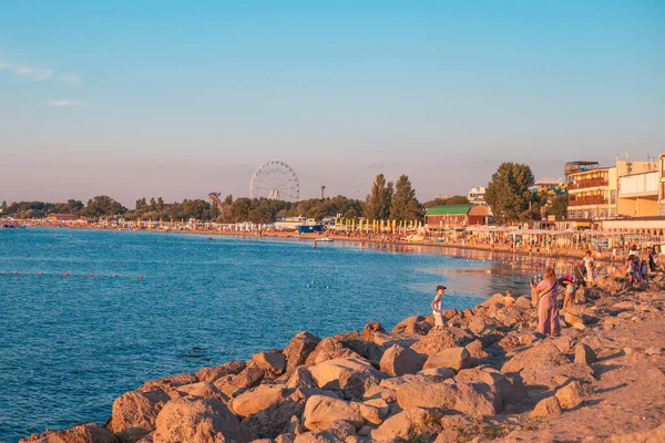 Anapa Russia Black Sea Coast Vacationers Photographed Background Sea Coastline —  Fotos de Stock