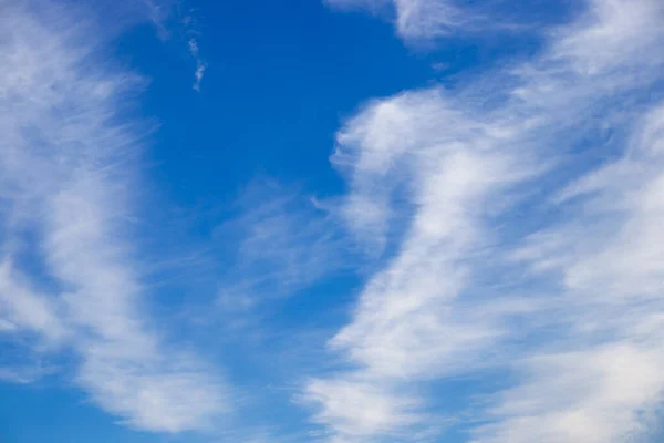 Blue Sky White Cirrus Clouds Natural Background Text Air Aerodynamics — Stock Photo, Image