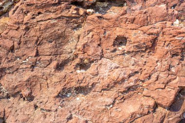 gözenekli kahverengi taşın düz olmayan yüzeyi, pürüzlü doku, arkaplan resmi, yazdırma şablonu, metin,