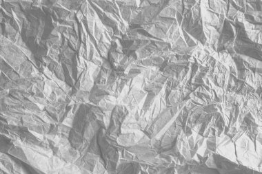 Açık gri renkli buruşmuş doku kağıdından arkaplan, metin şablonu