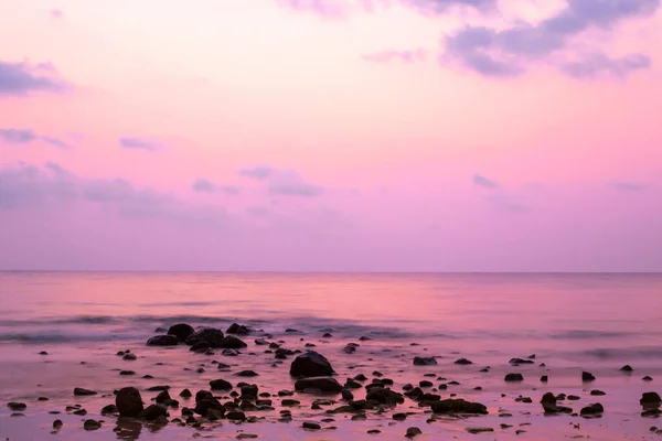 Tramonto Viola Sul Mare Lunga Esposizione — Foto Stock